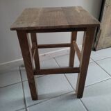 Stool solid wood seat, feet varnished patinated