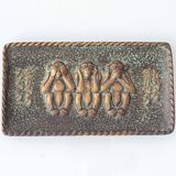 Max Le Verrier Art Deco Bronze Vide-Poche, Three Wise Monkeys, 1930s