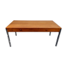 Scandinavian teak coffee table vintage chrome legs 1960