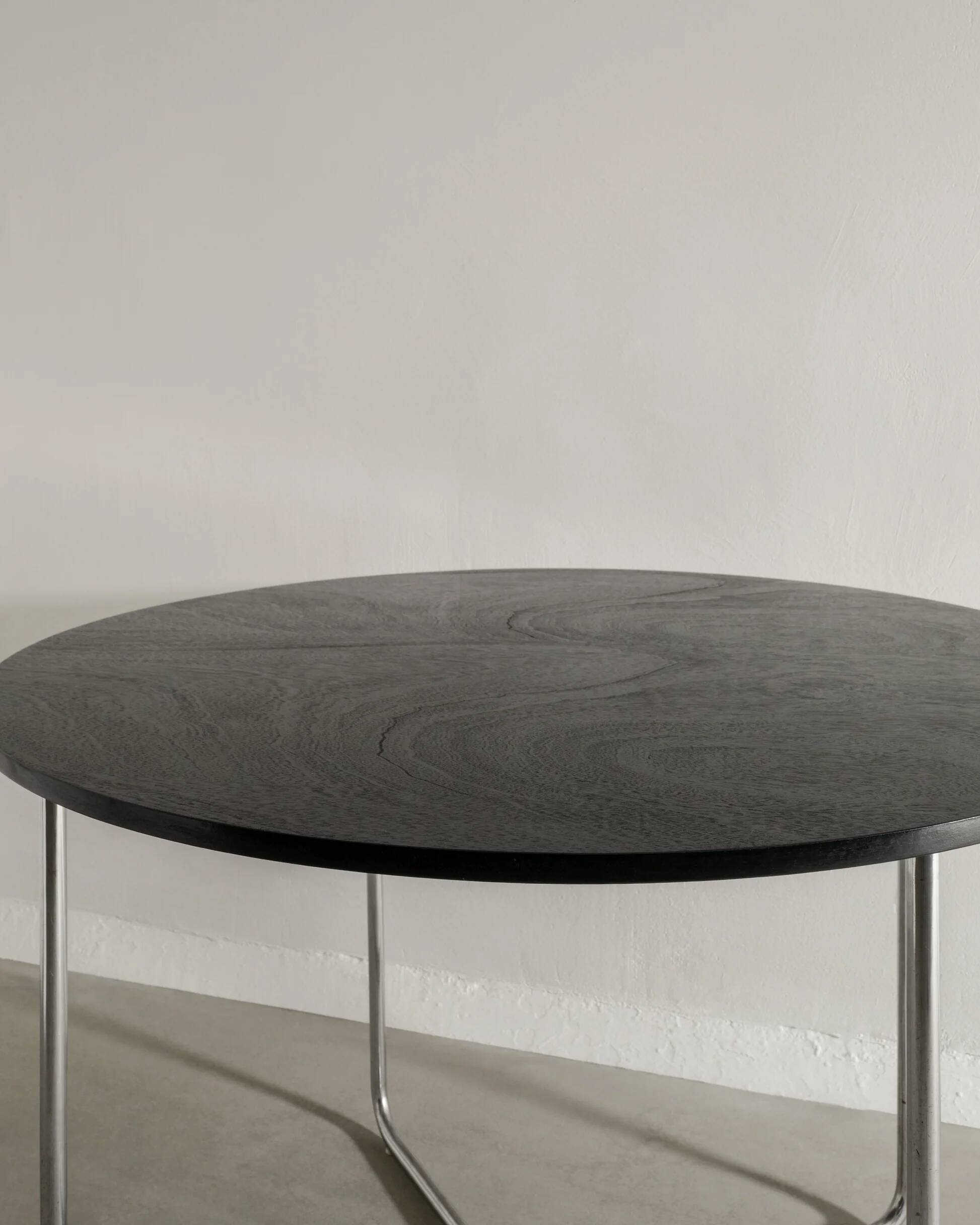 Black Mid Century Bauhaus Wooden Chrome "B21" Table by Marcel Breuer, 1930s