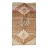 Vintage neutre marron décoloré milieu du siècle moderne turc, 190x340 cm