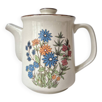 '70s Flower Stoneware Coffee Pot - Vintage