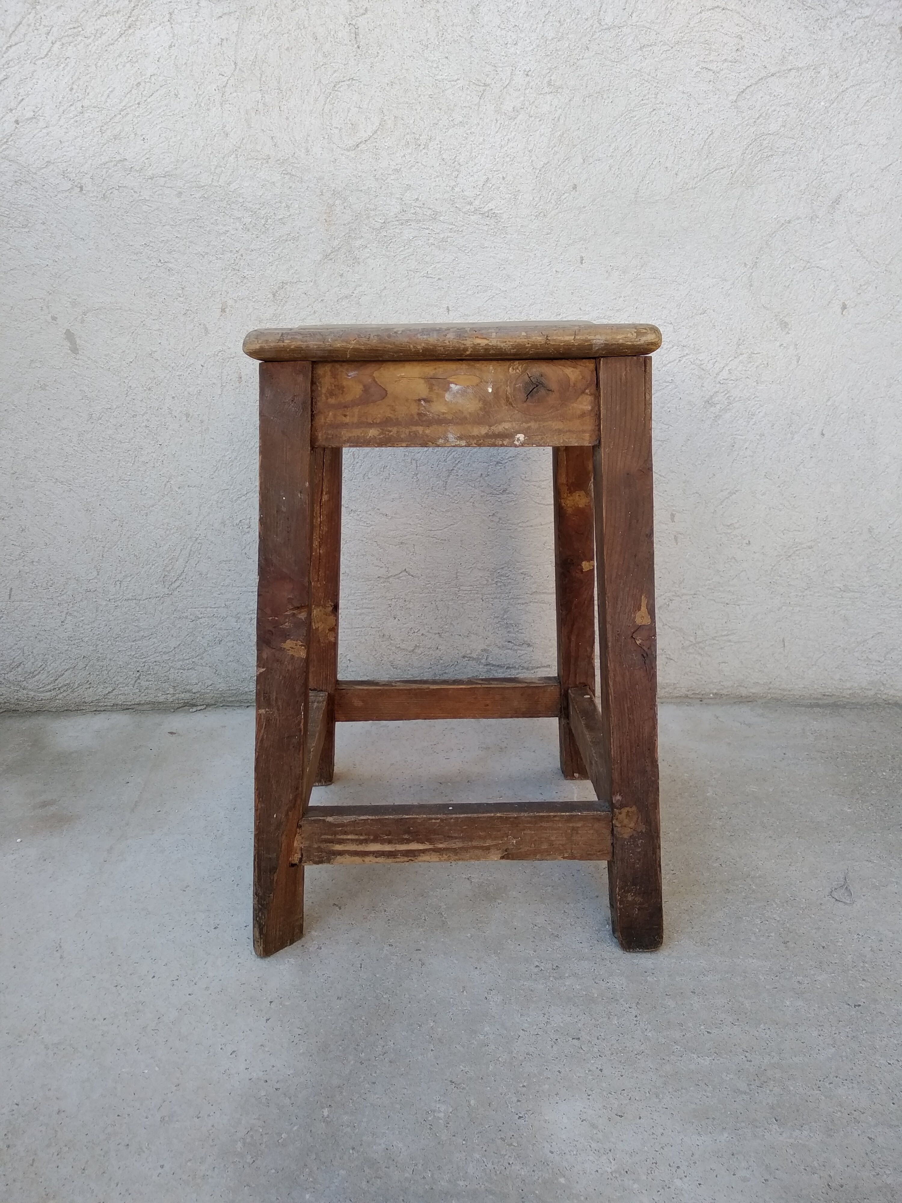 Antique wooden workshop stool