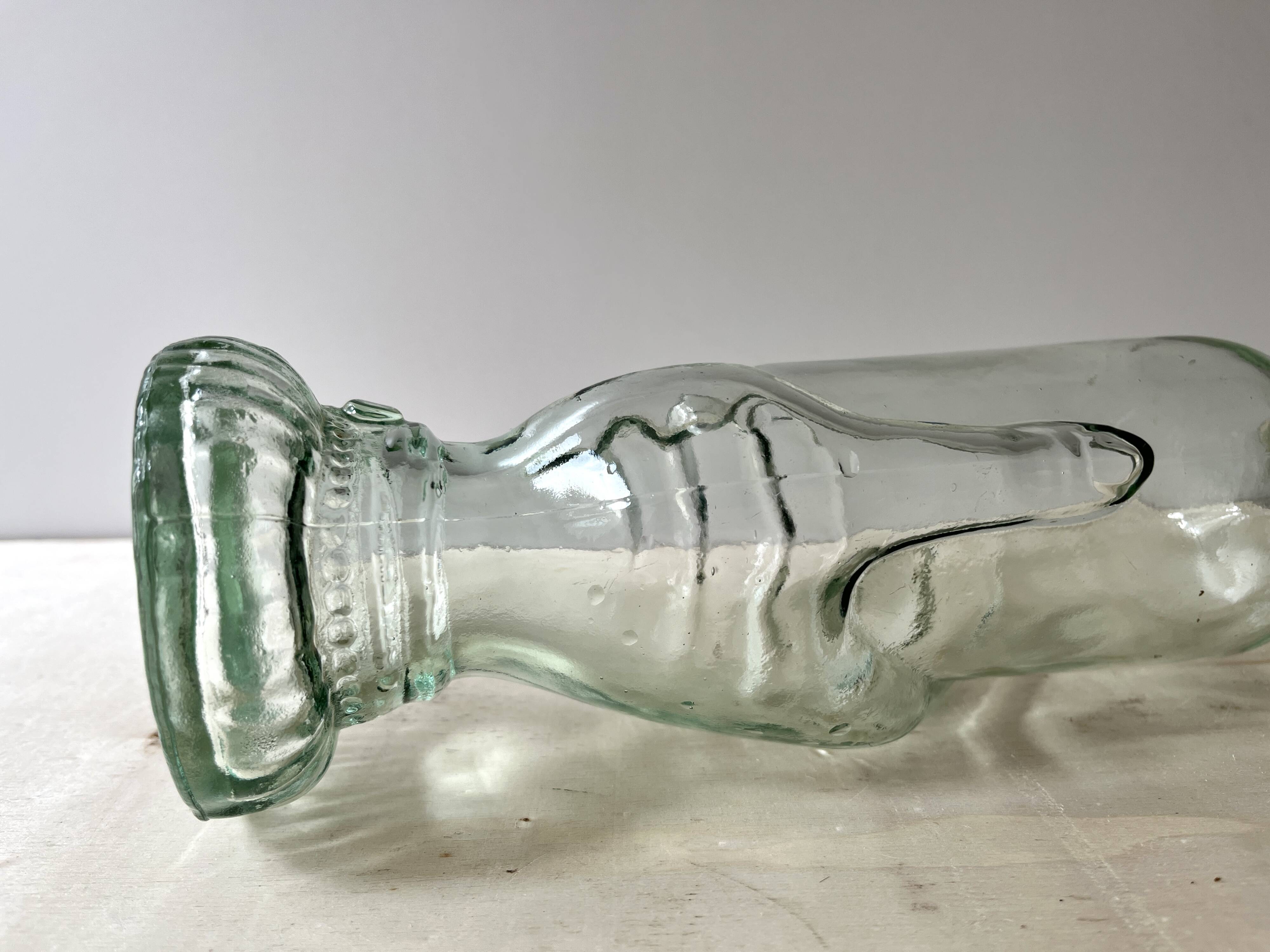 Legras glass bottle "transparent hand" circa 1920, antique carafe