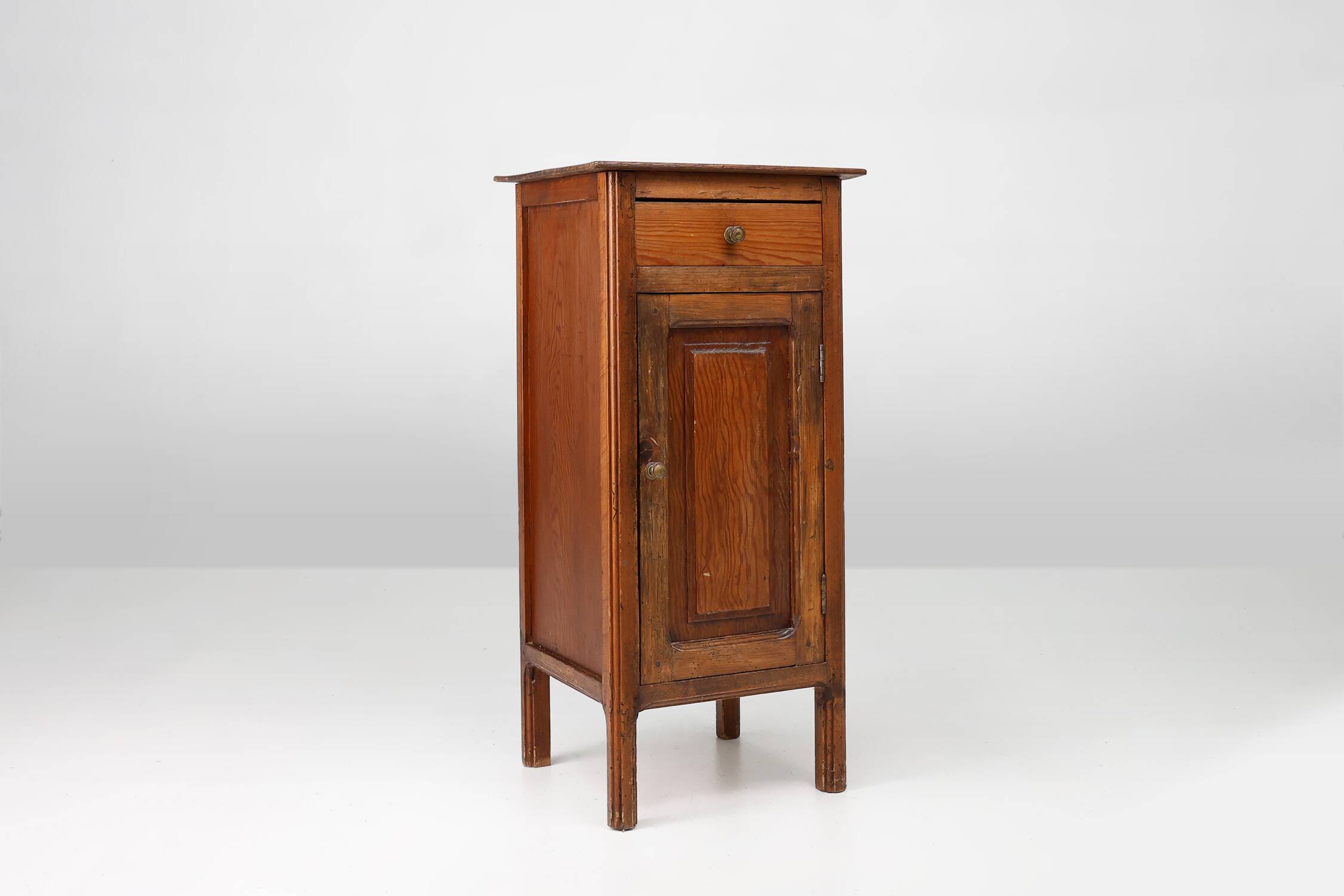 Nightstand or bedside table in pinewood, France ca. 1850