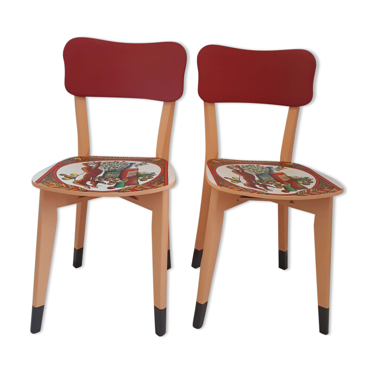 Pair of vintage kitchen chairs completely revamped