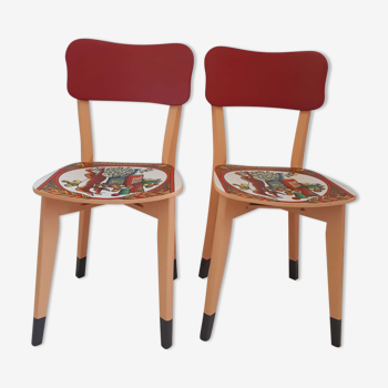 Paire de chaises de cuisine vintage entièrement relookées