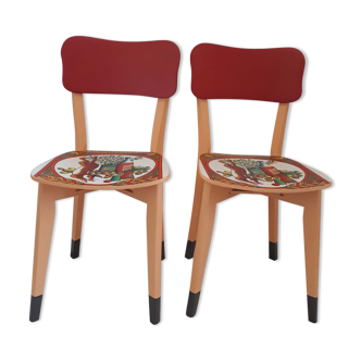 Paire de chaises de cuisine vintage entièrement relookées