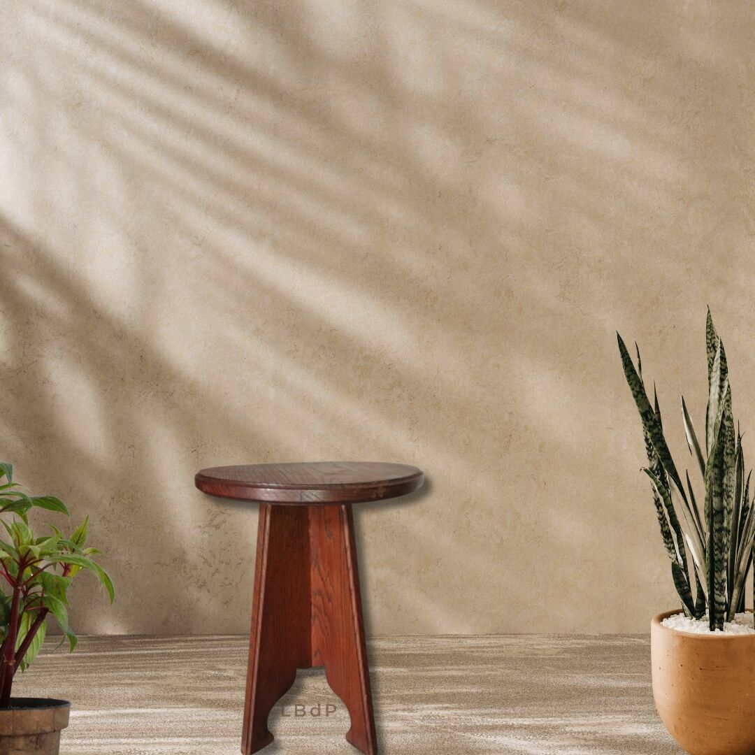 Antique oak stool, folk art