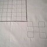 White linen tablecloth with handmade stitching 1.55 x 1.88 m