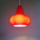 Trio of Space Age pendant lights in red opaline glass, Peill & Putzler, 1970