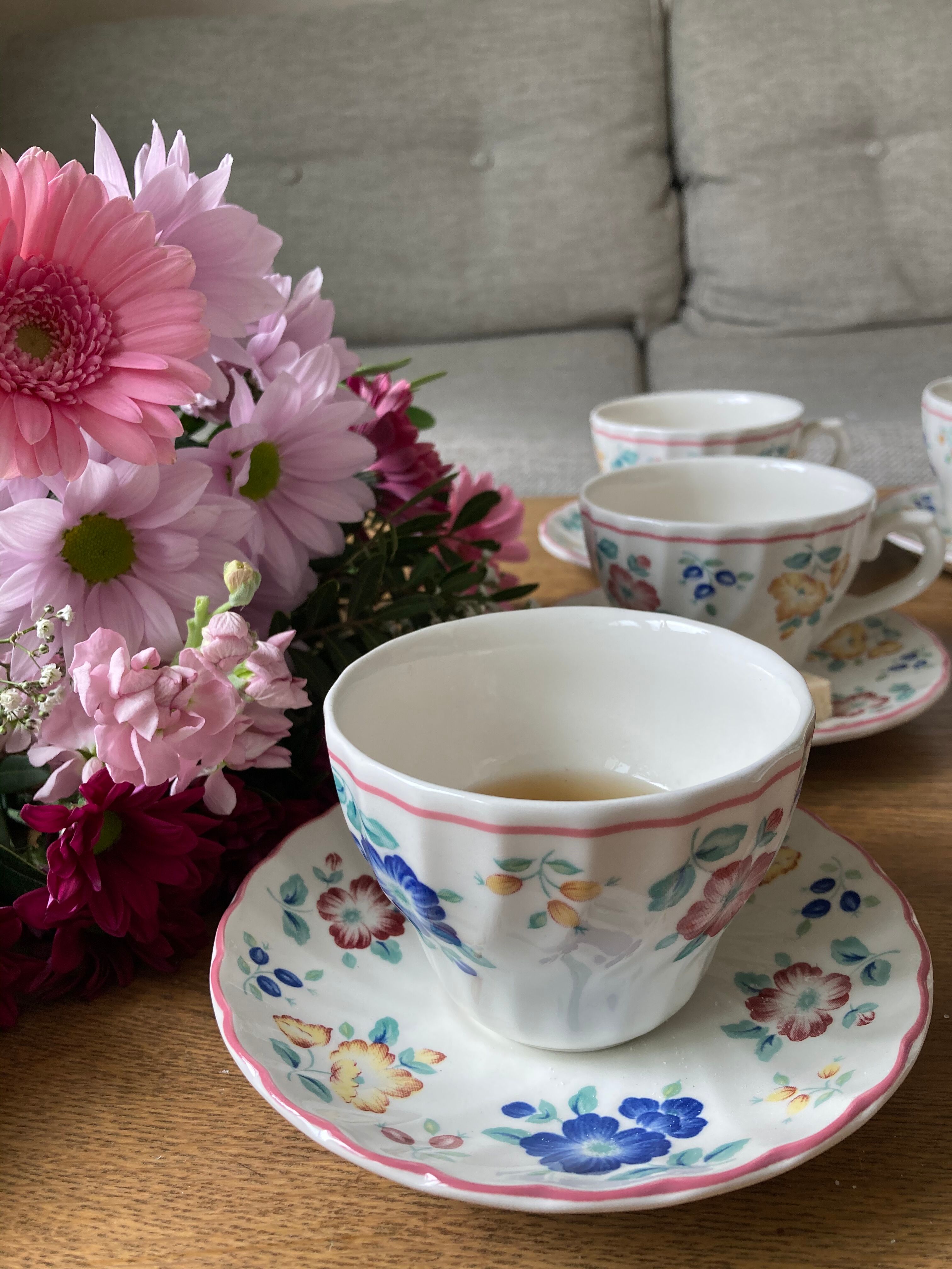 English flower porcelain tea service 6 people