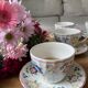 Lot de 6 tasses à thé anglaises  en porcelaine fleuri