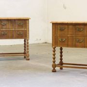 Vintage 1960s Danish modern oak nightstands in the style of Henning Kjærnulf
