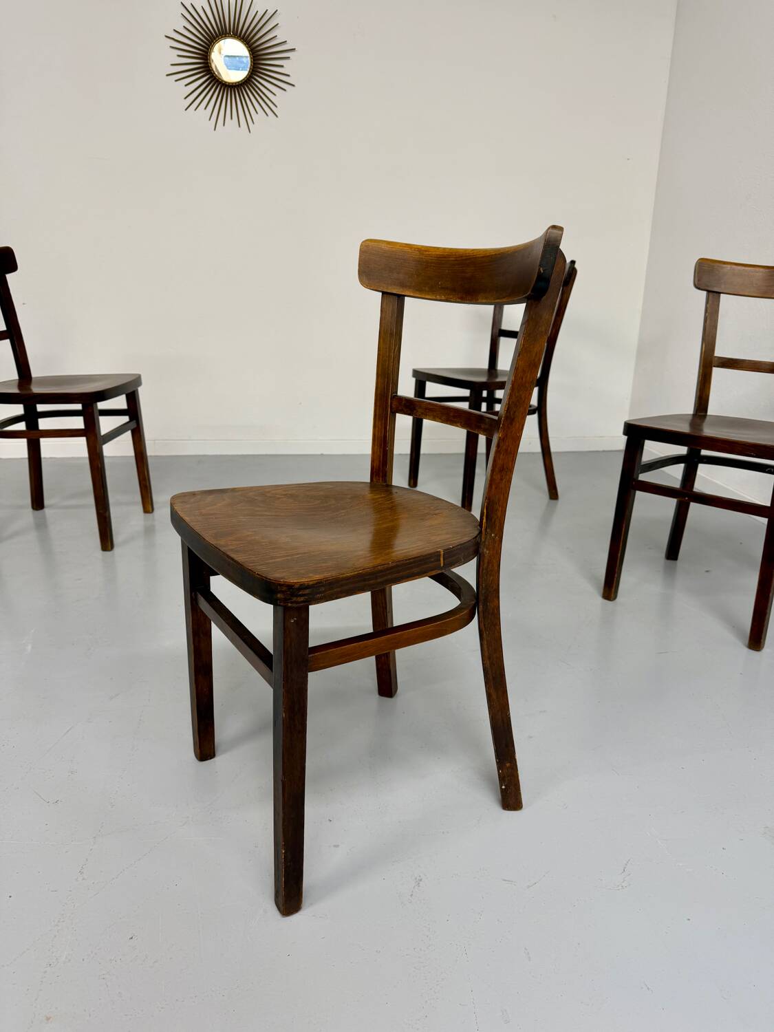 Lot de 4 chaises de bistrot thonet années 50 vintage bois