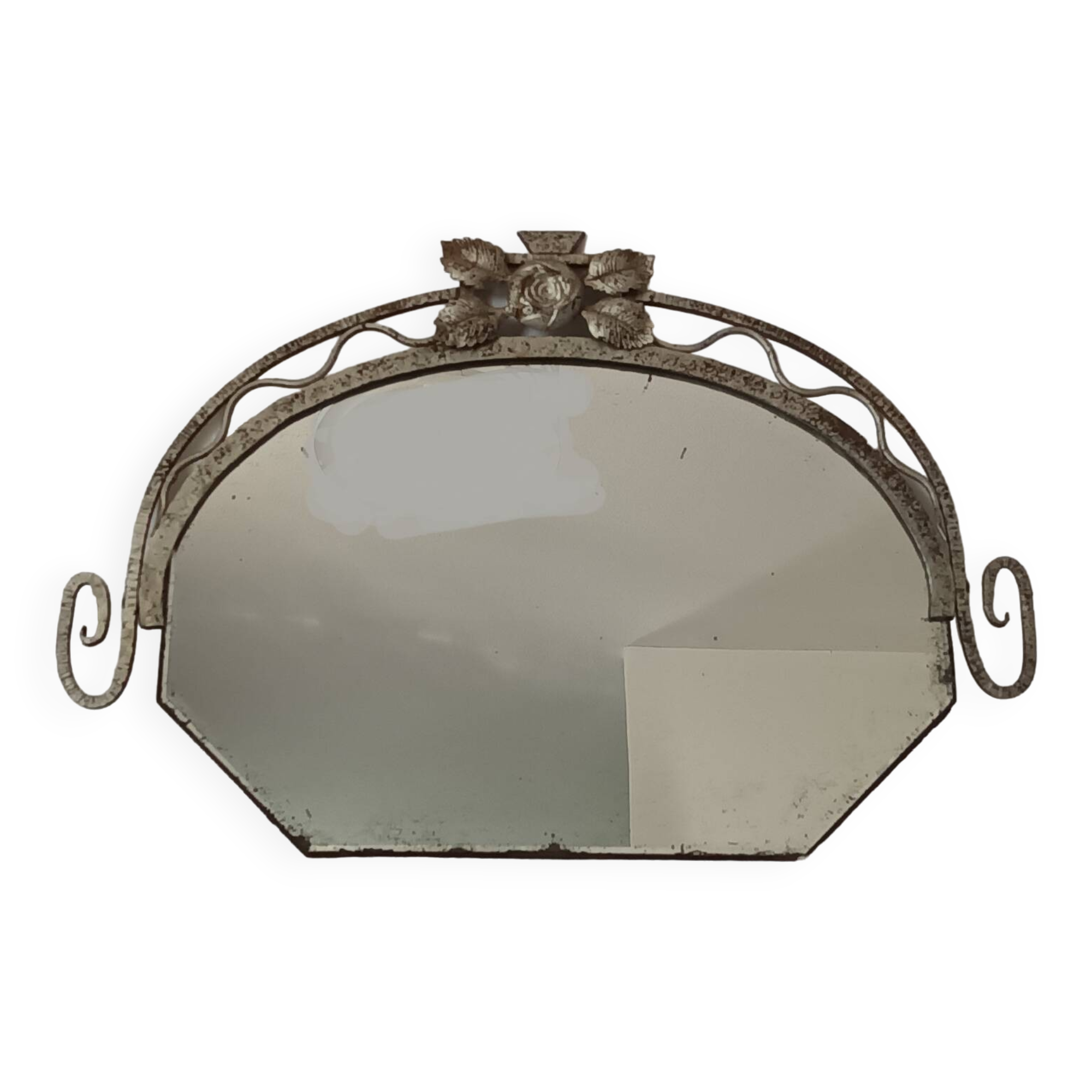 Hammered iron Art Deco mirror