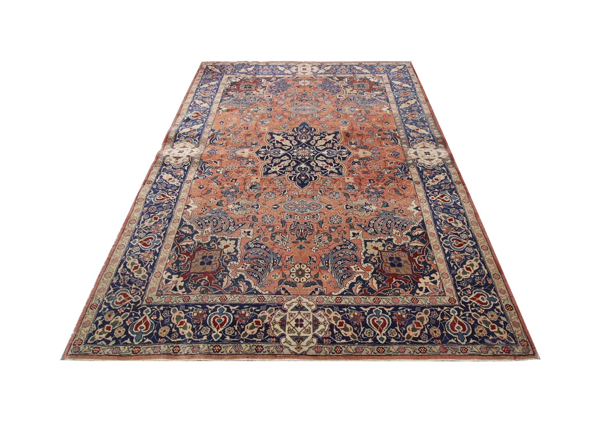Handmade Antique Persian Tabriz Rug- 141x198cm