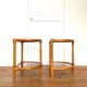 Paire de tables de chevet vintage en rotin et verre fumé