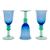 Trio of two-tone blown glasses