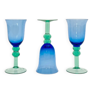 Trio of two-tone blown glasses