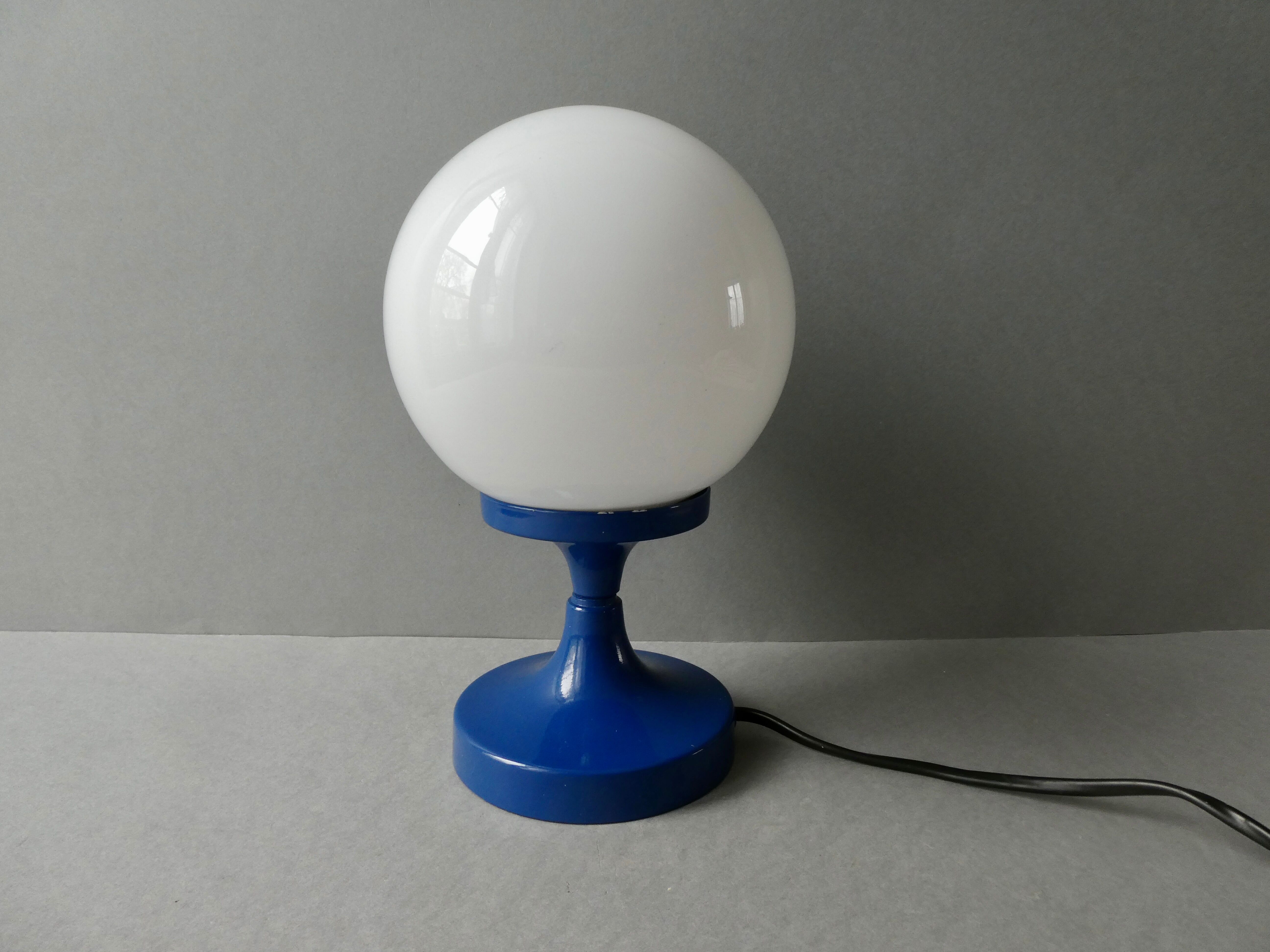 Metal and opaline lamp, 80s