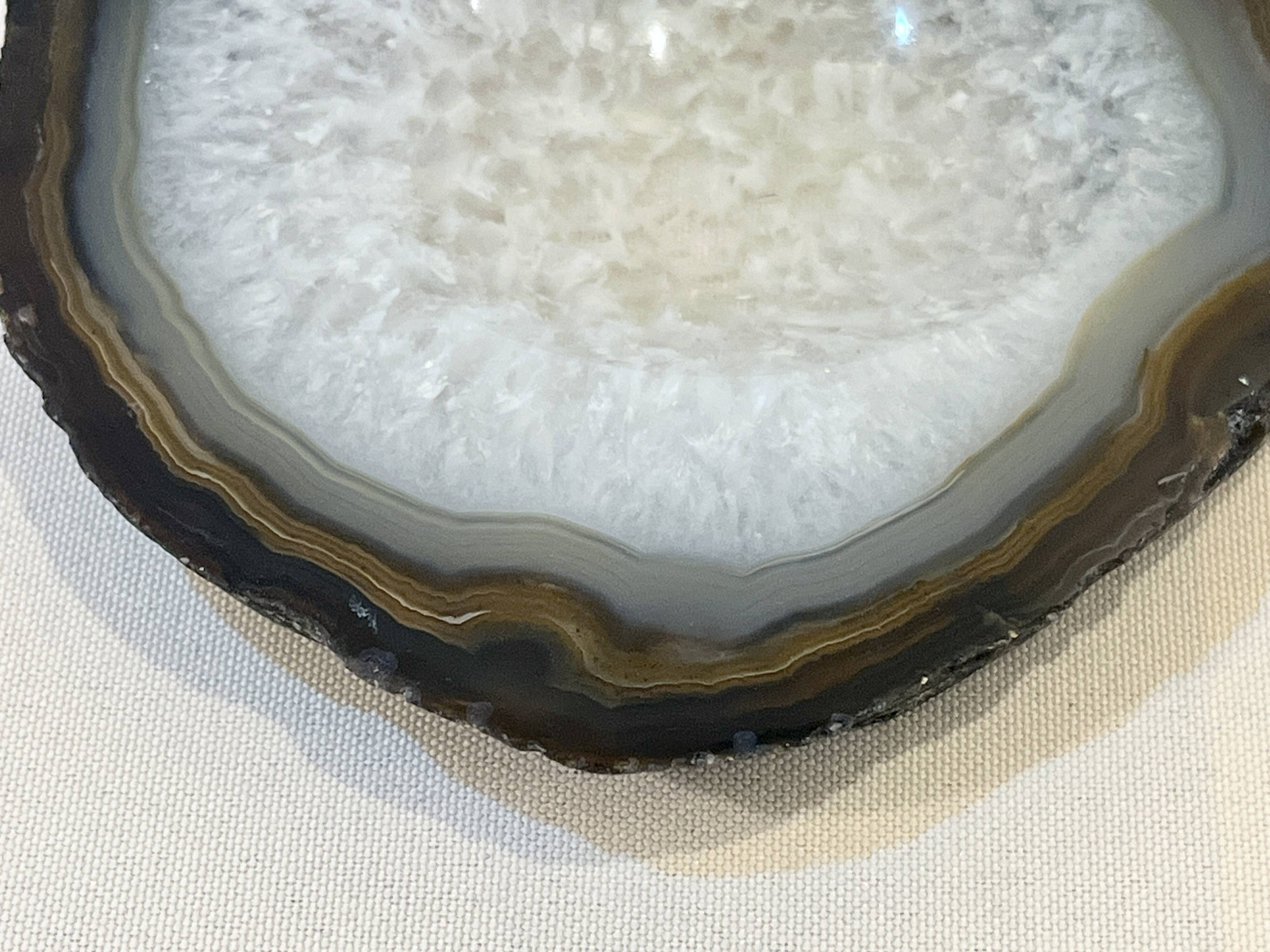 Vintage brown crystal agate slice tray agate ashtray 1960