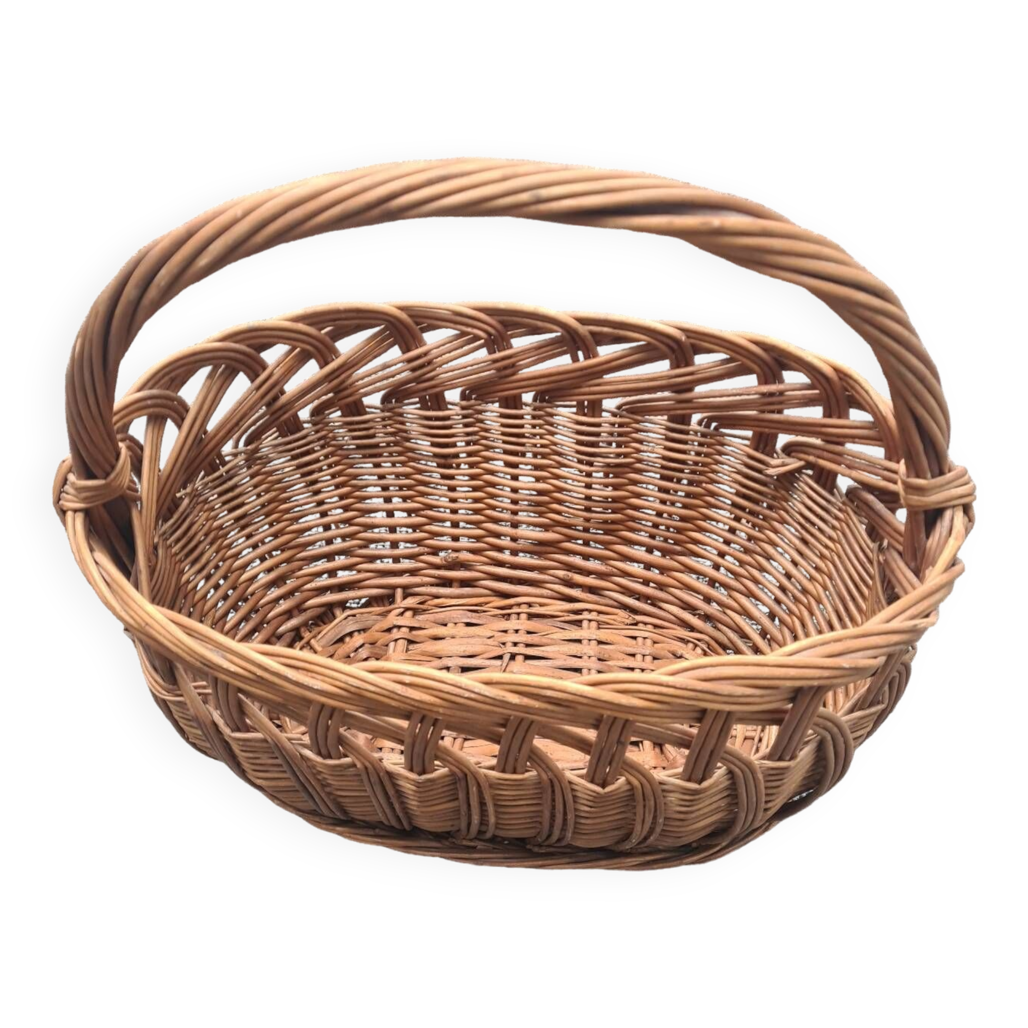 Basket with wicker handle