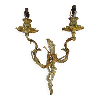 Baroque twisted gilded bronze wall lamp 2 lights