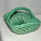 Vintage 1960s woven earthenware basket-shaped bowl