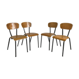 Set of 4 vintage school chairs 1970