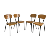Set of 4 vintage school chairs 1970
