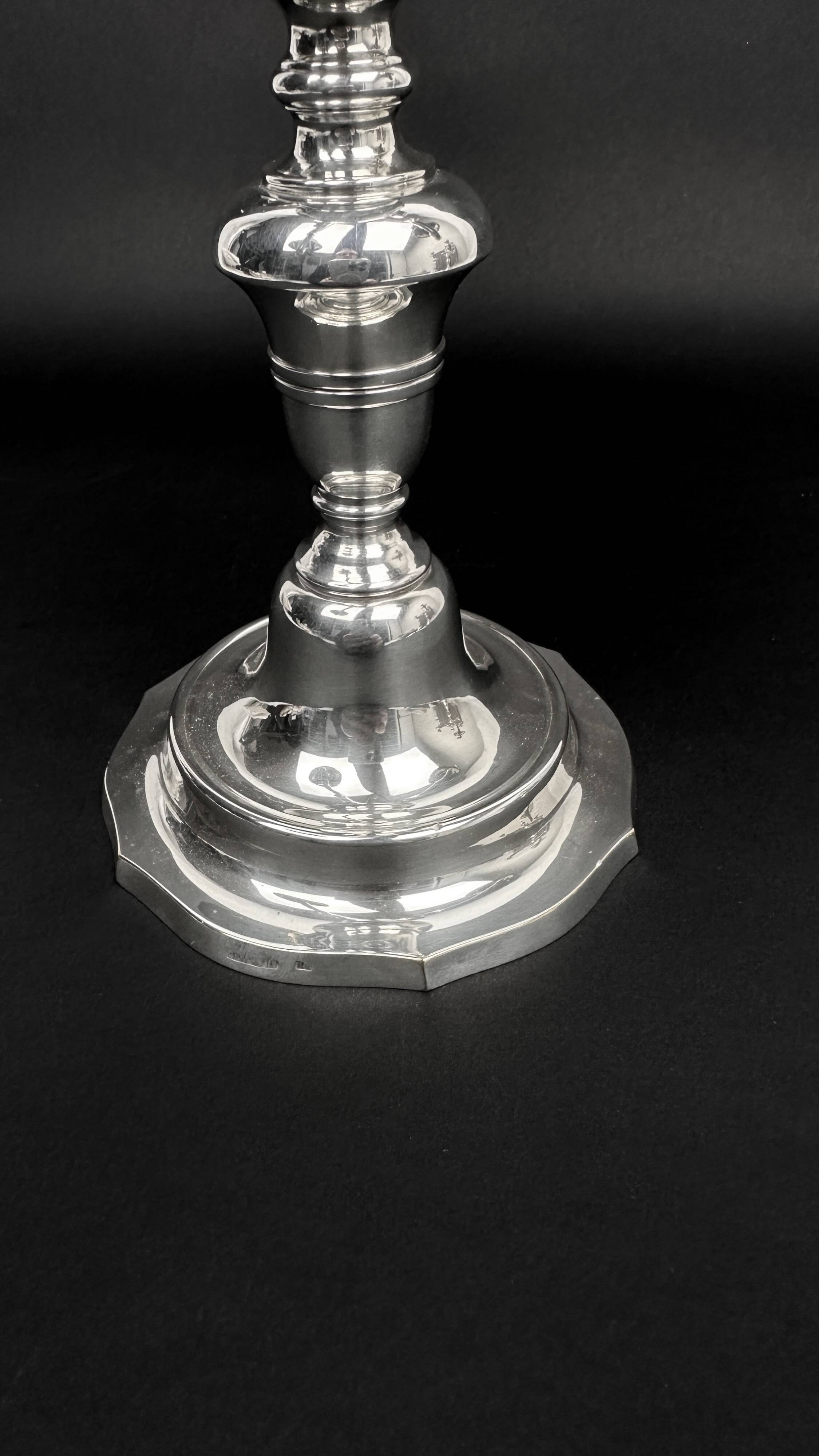 Pair of chrysalia silver metal 3-light candlestick holders