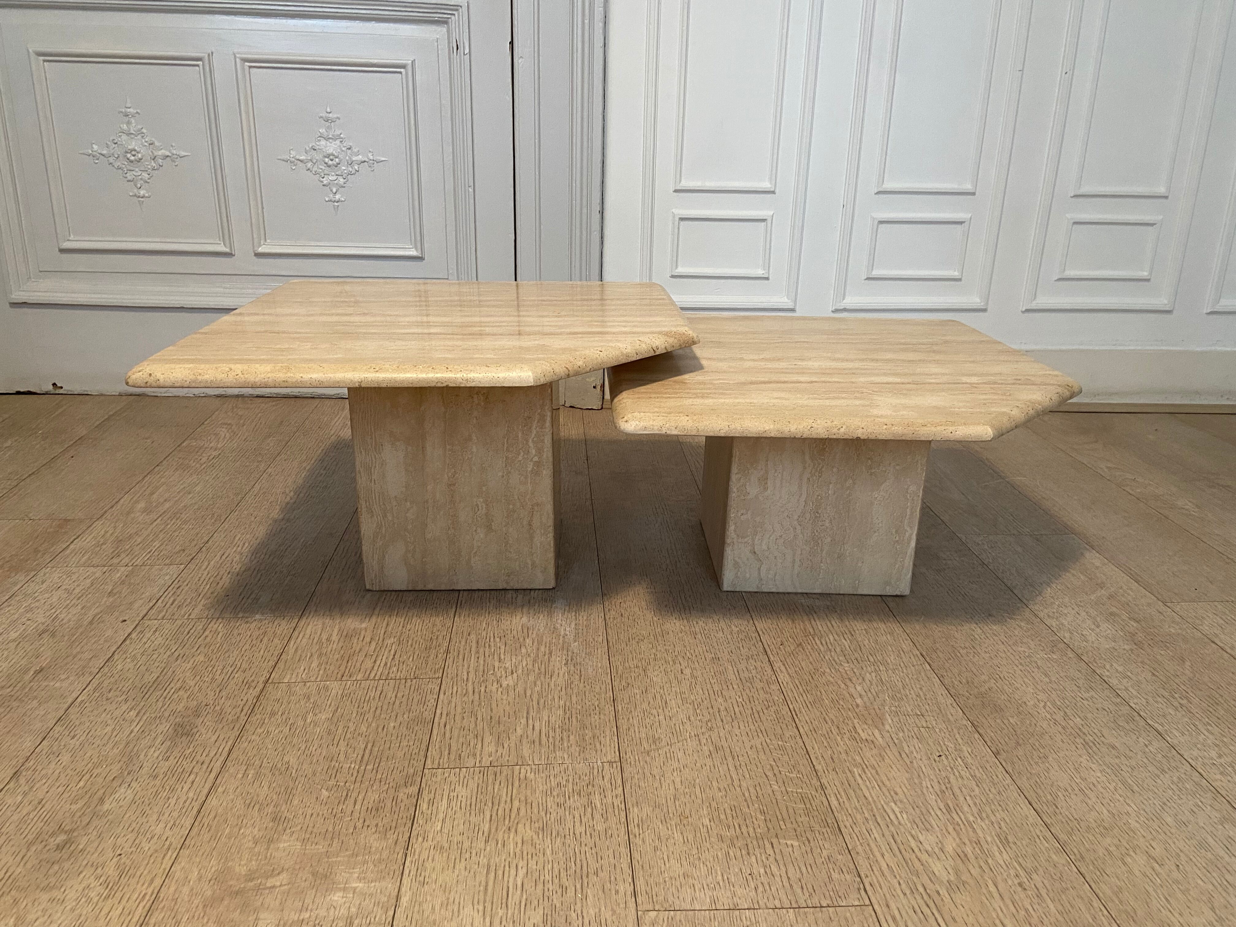 Travertine pull-out tables Classico, Italy, 1970s