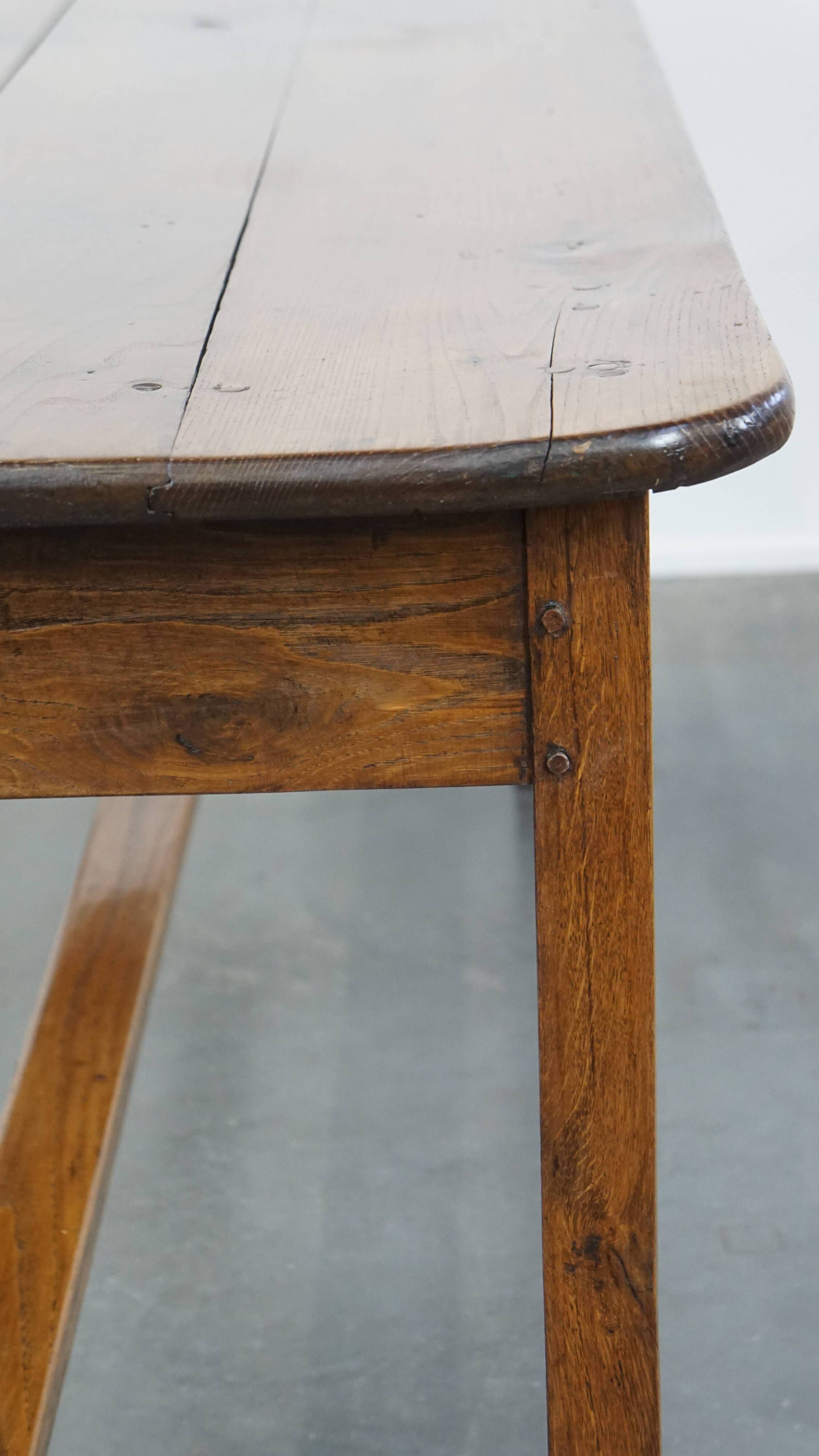 18th-Century Antique Dining Table in Oak with 2 Drawers