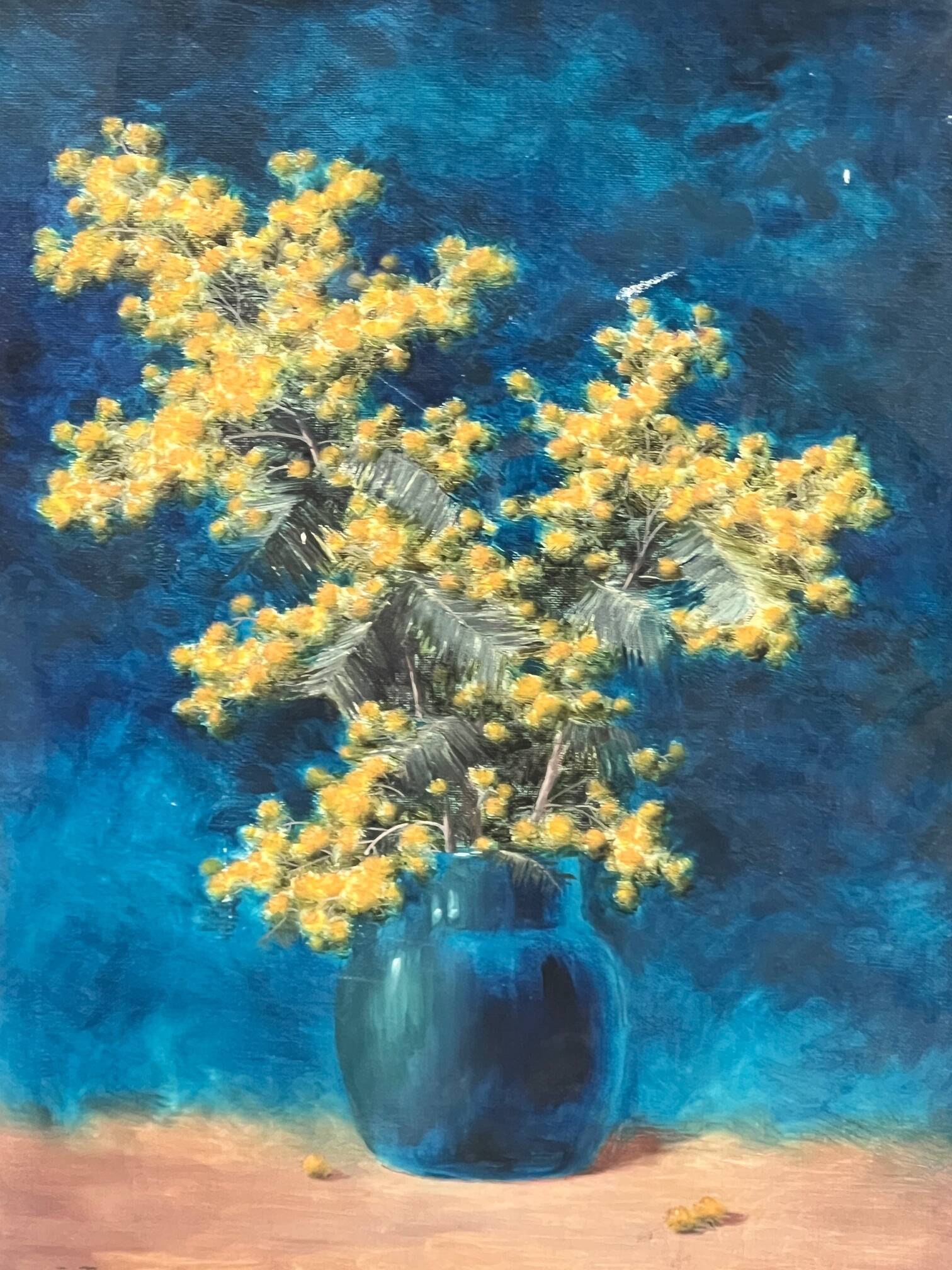 Jules-Joseph Pierrugues (born in 1866). "Still Life with Mimosa."