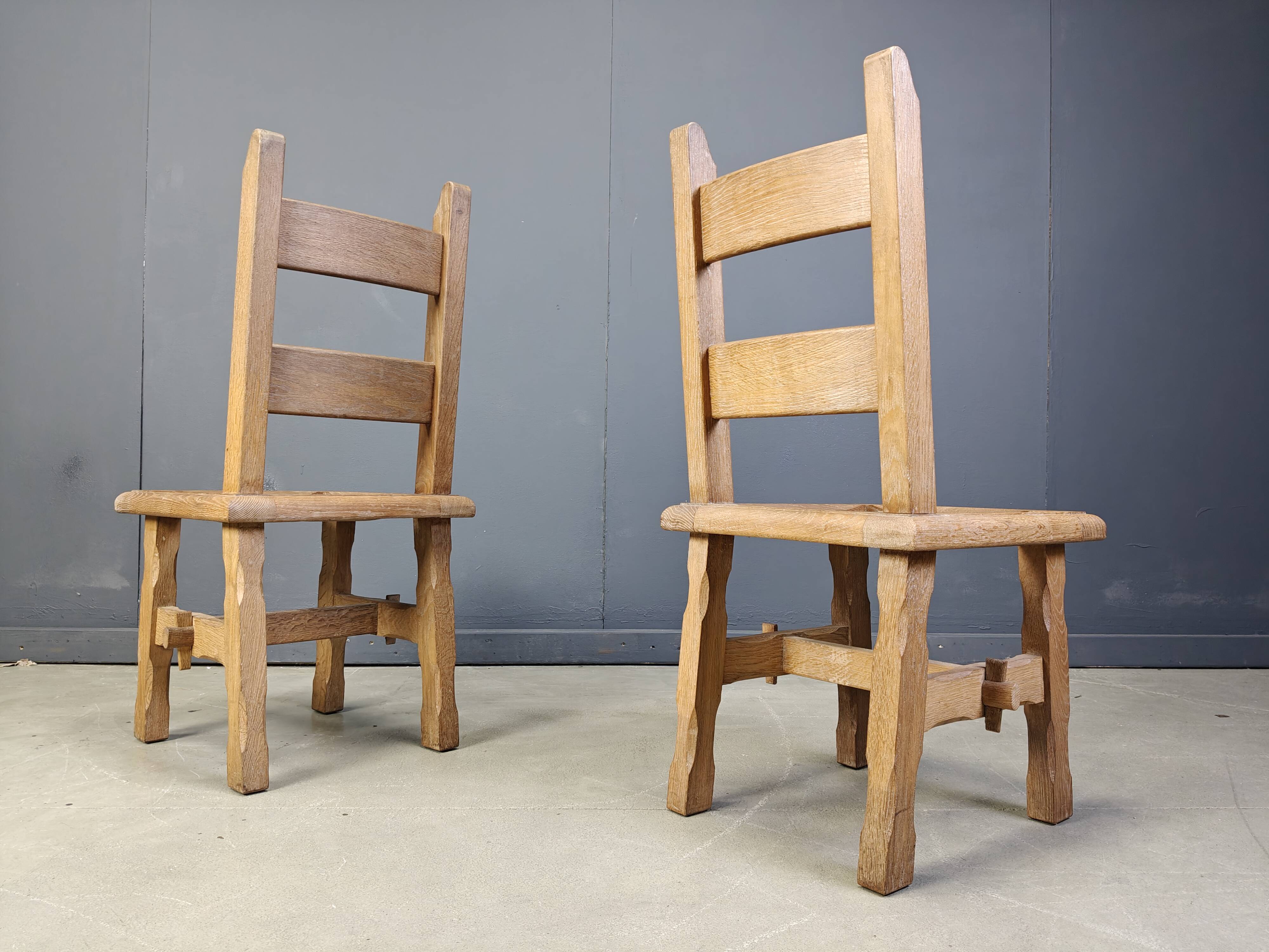 Vintage oak  brutalist dining chairs, 1960s