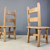 Vintage oak  brutalist dining chairs, 1960s