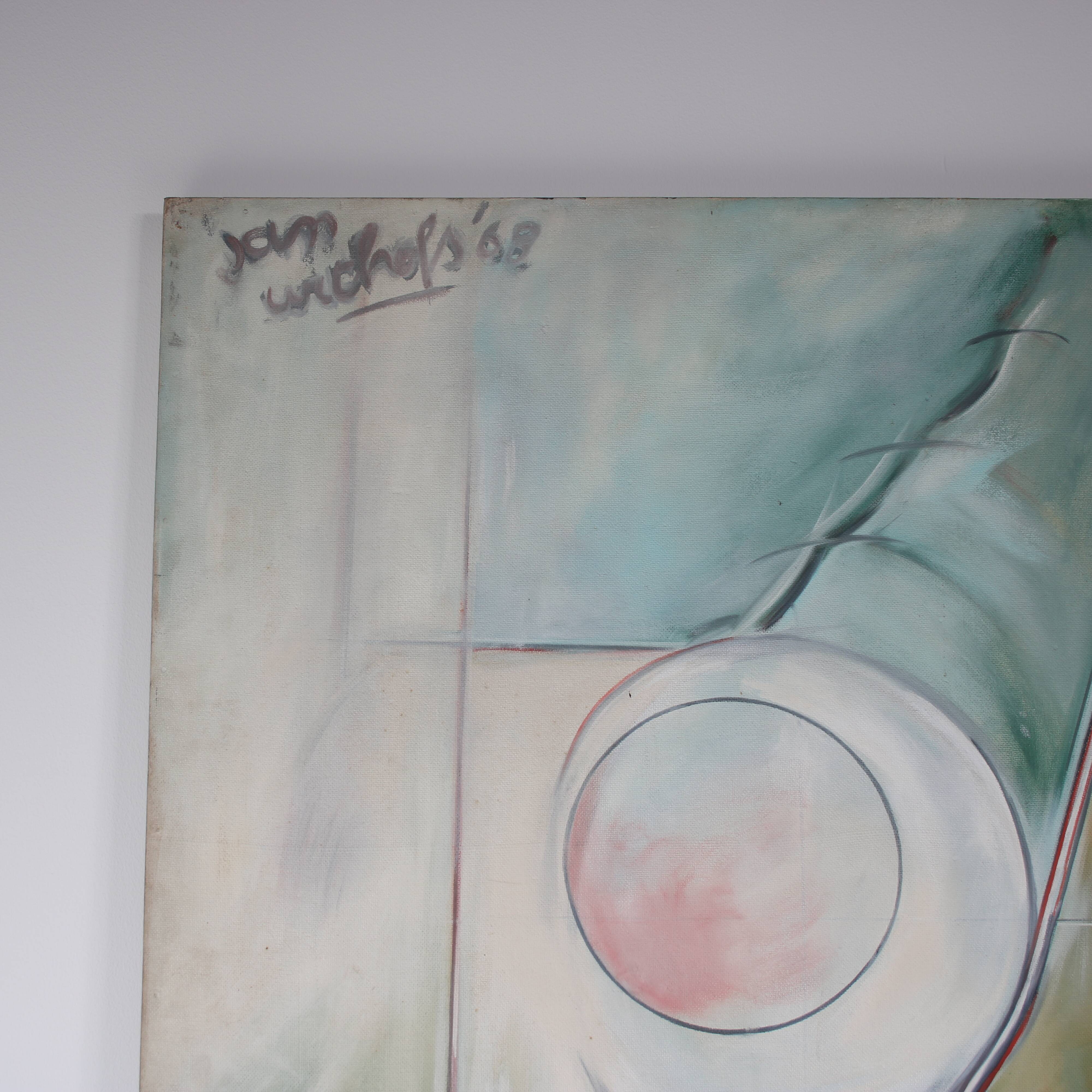 1968 Large painting “Lineaire Versneller” by Jan Withofs, Belgium