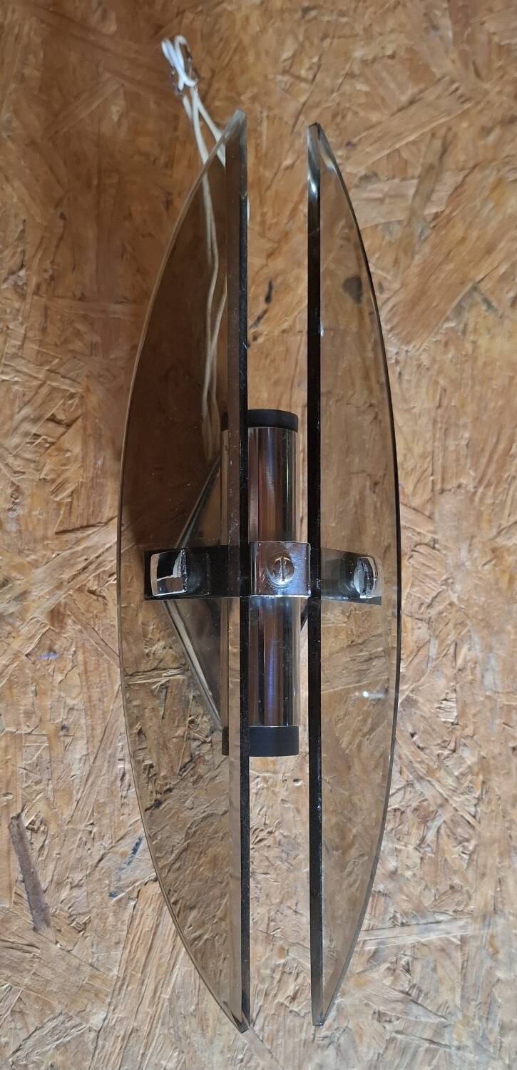 Smoked glass wall lights