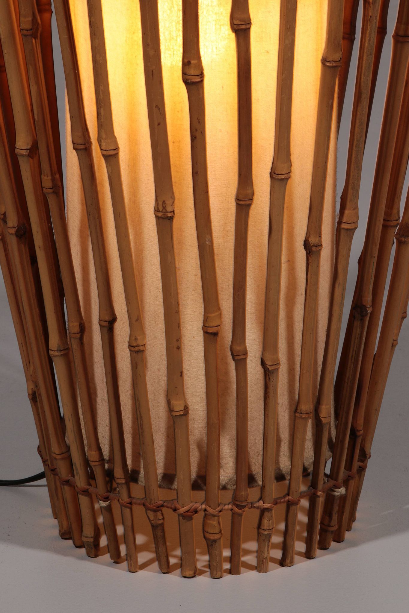 Midcentury Floor Lamp Rattan, Bamboo and Fabric Franco Albini, Italy 1960s