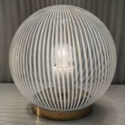 Pair of Vintage Spheric Murano Glass and Brass Table Lamps by Venini, Italy