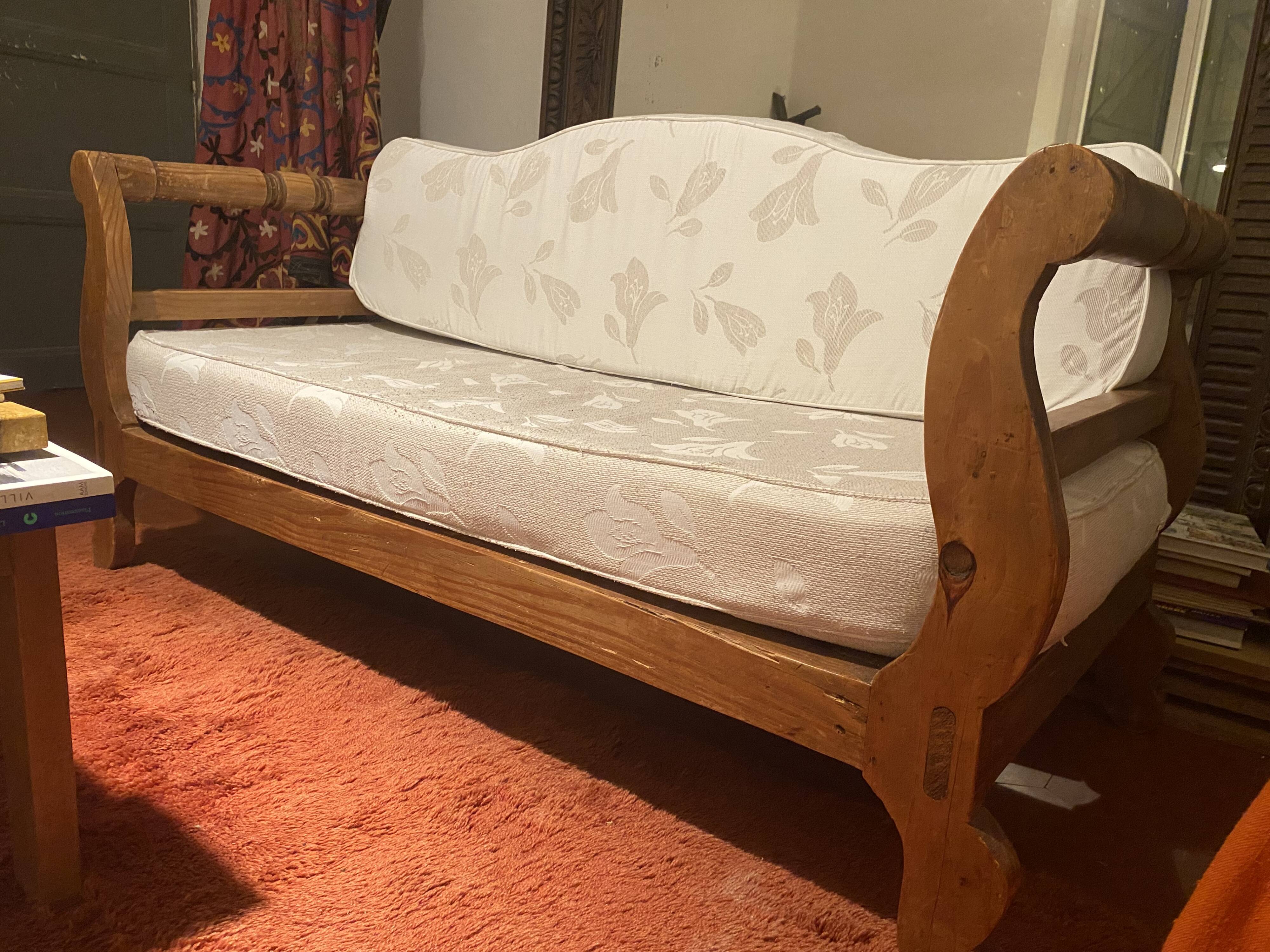 Two-seater sofa in exotic wood, Mexican style