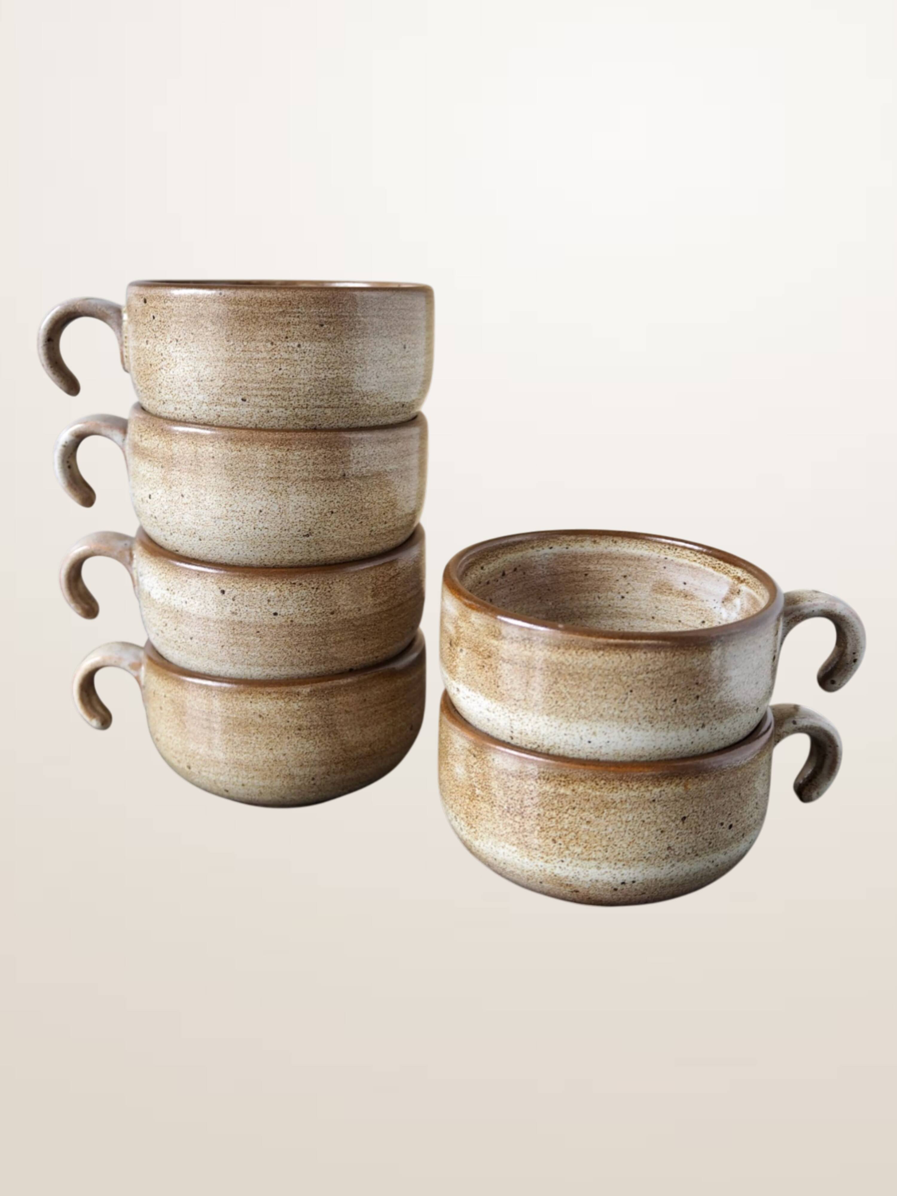 Large salad bowl and 6 cups from Niderviller earthenware.