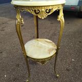 Marble and brass pedestal table