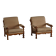 Pair of armchairs by Henning Kjærnulf, Oak Oak and Alcantara, mid-20th century, 1960s.