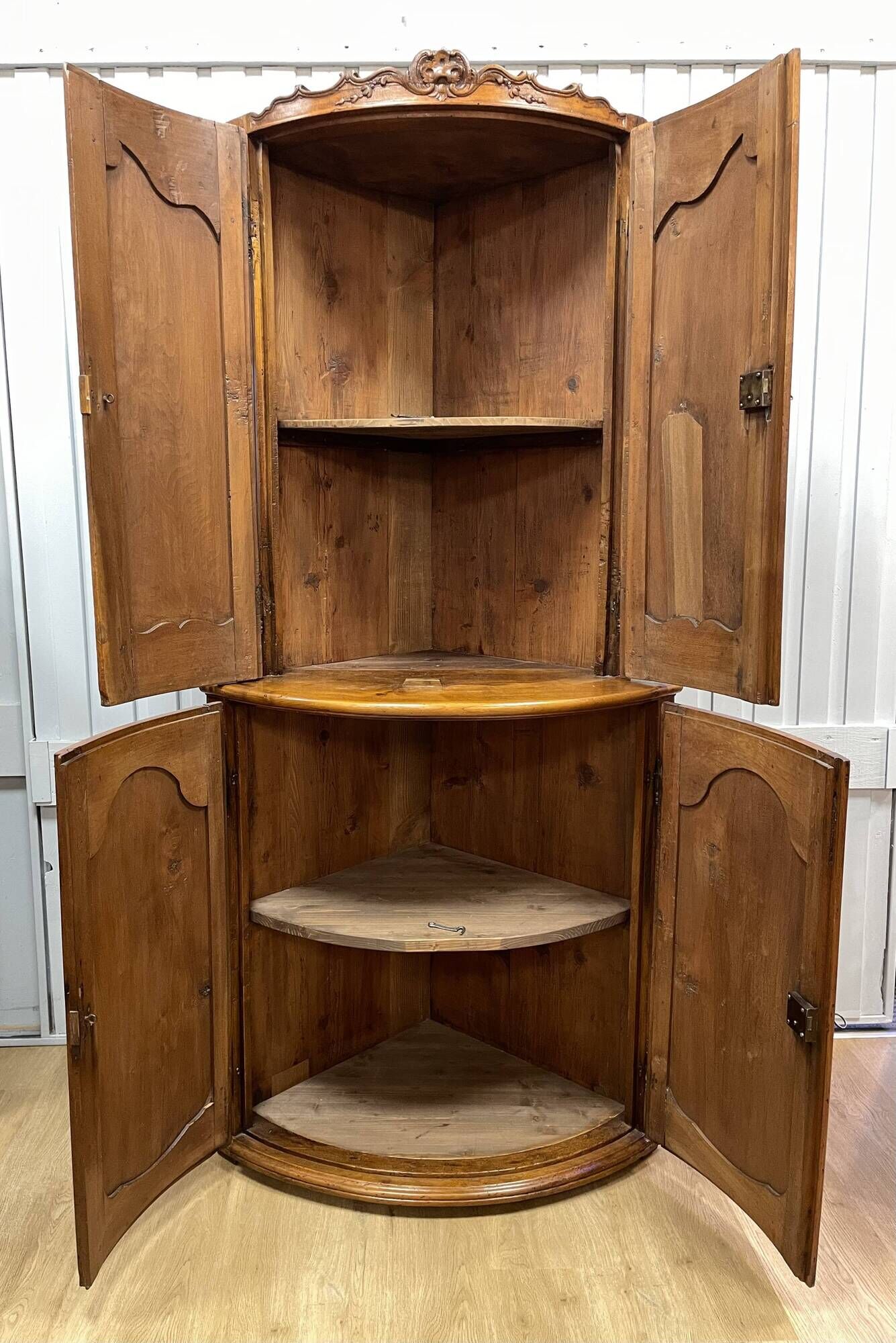 Double Body Corner Cabinet in Walnut from the end of the 19th century
