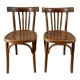 Pair of Baumann curved wood bistro chairs early twentieth century