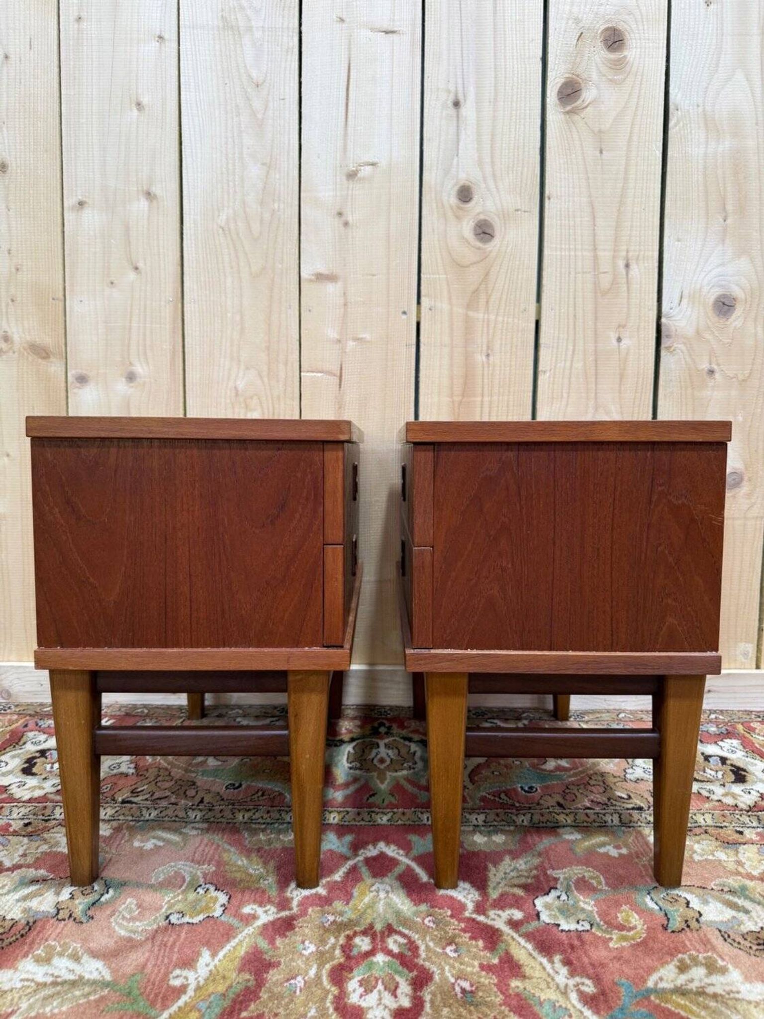 Pair of bedside tables – Scandinavian style – Solid teak – 1960s