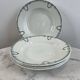 Lot de 4 Assiette creuse en faïence, décor frise verte, st Amand