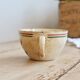 Antique ironstone coffee cup, patinated Sarreguemines – Floral decoration